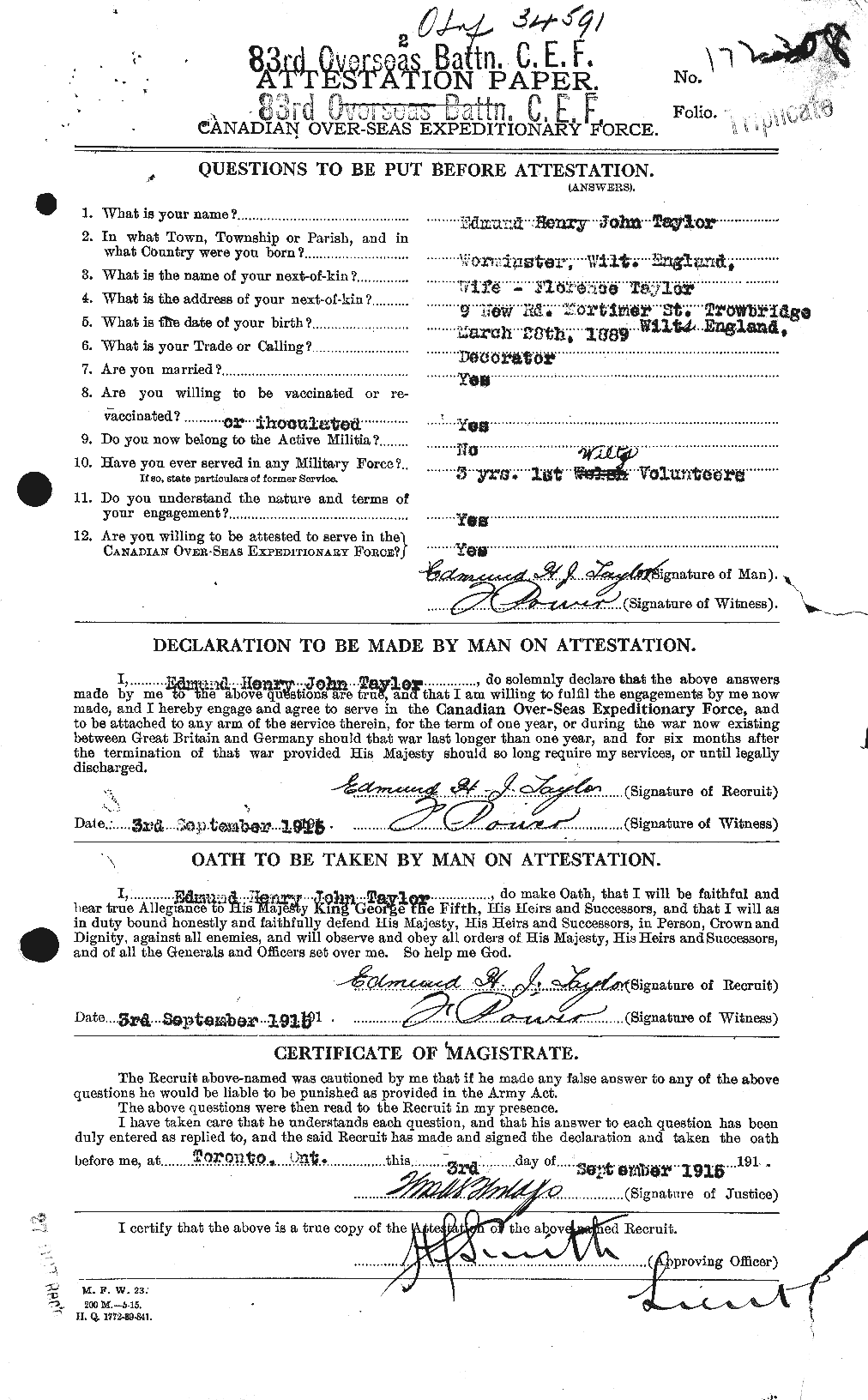 Personnel Records of the First World War - CEF 627278a