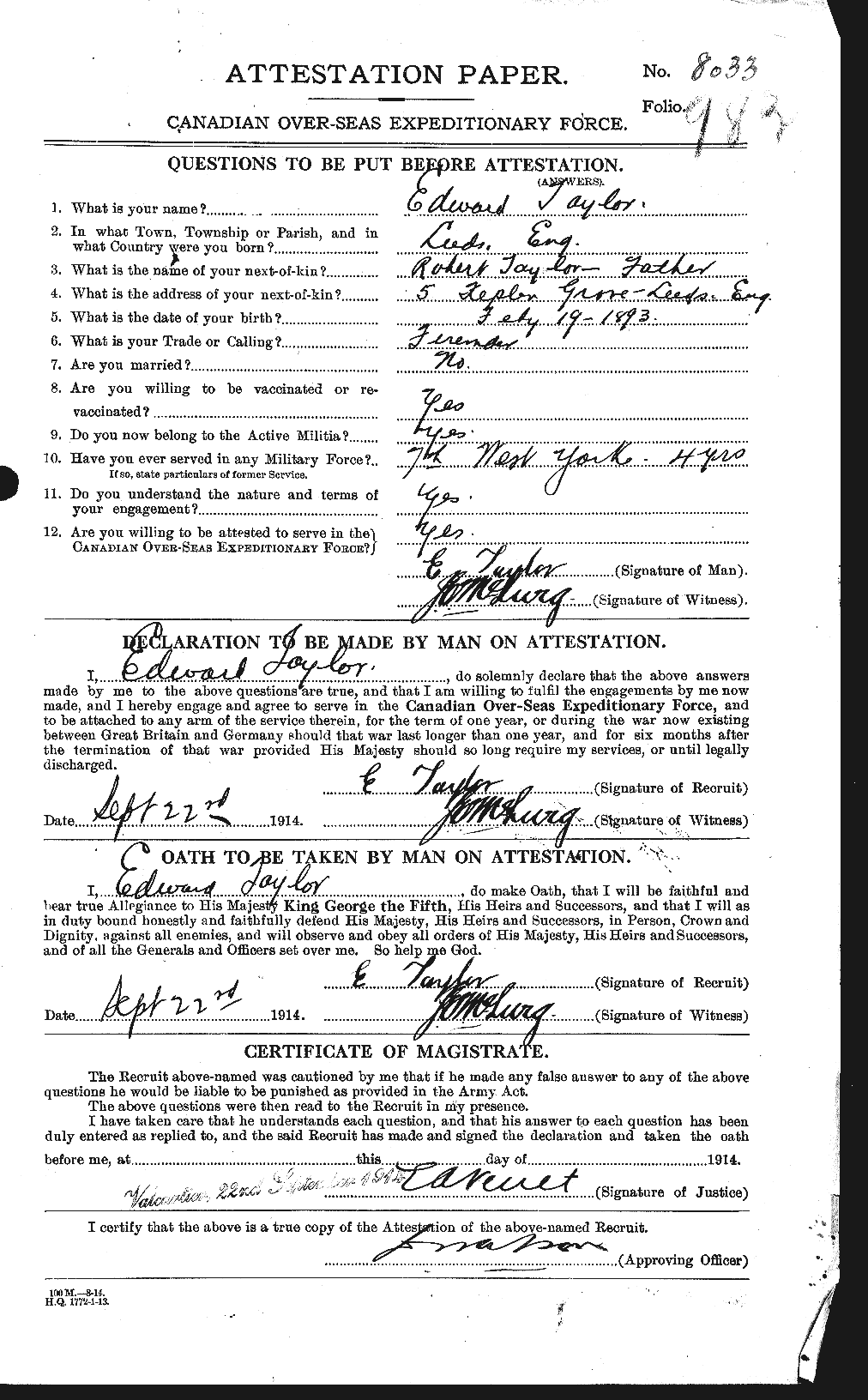 Personnel Records of the First World War - CEF 627295a