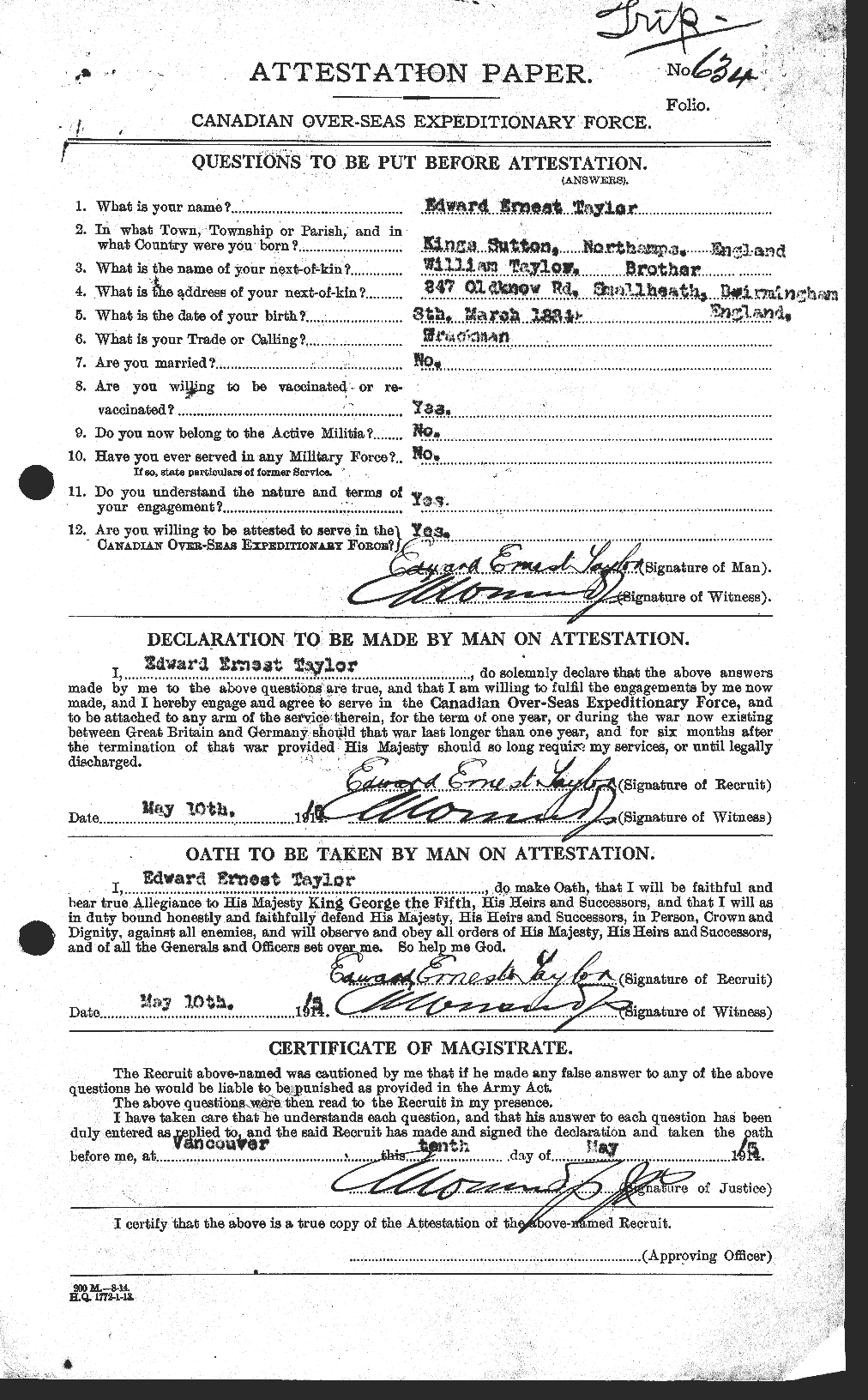 Personnel Records of the First World War - CEF 627307a