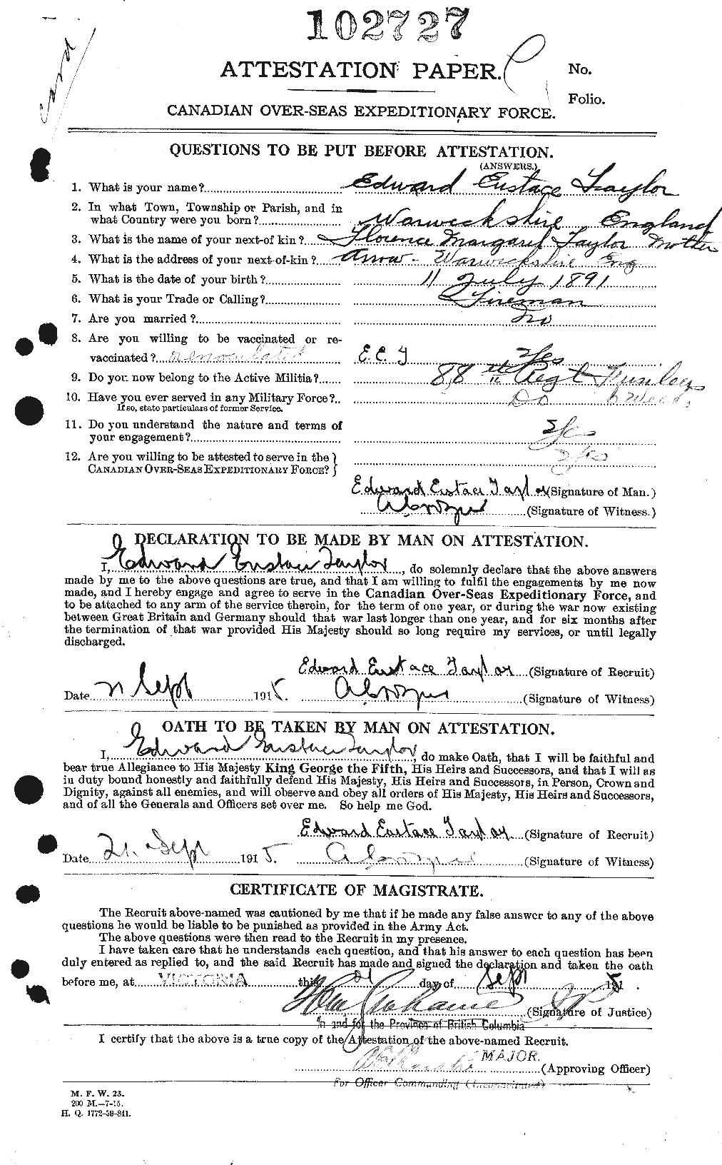 Personnel Records of the First World War - CEF 627309a