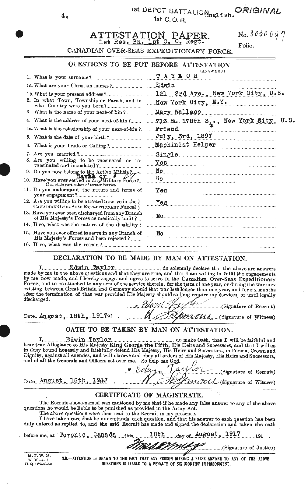 Personnel Records of the First World War - CEF 627337a
