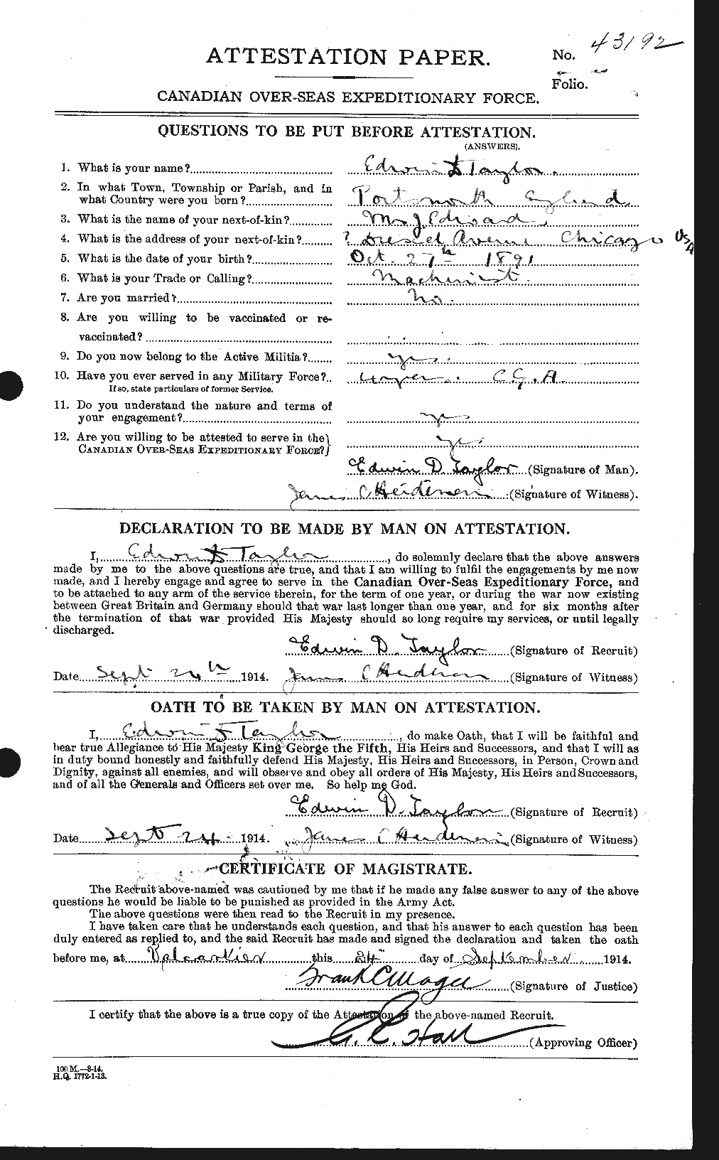 Personnel Records of the First World War - CEF 627341a