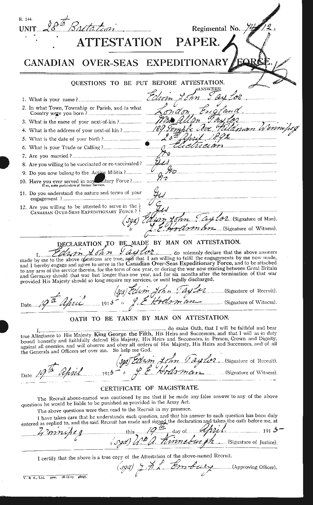 Personnel Records of the First World War - CEF 627343a