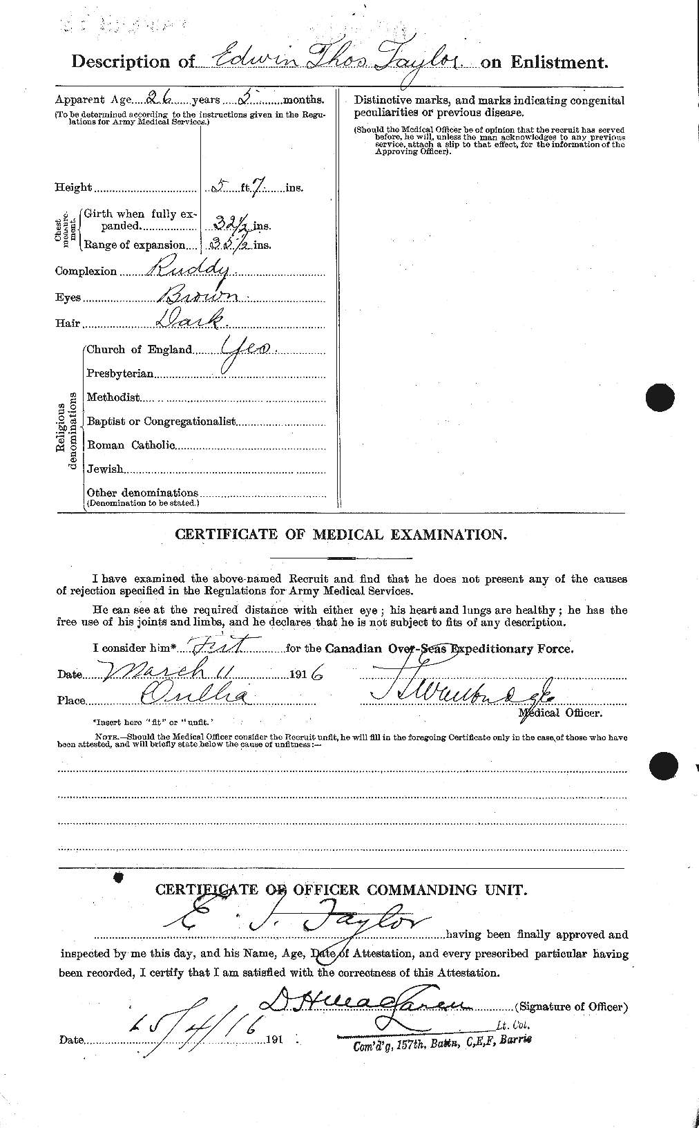 Dossiers du Personnel de la Première Guerre mondiale - CEC 627344b