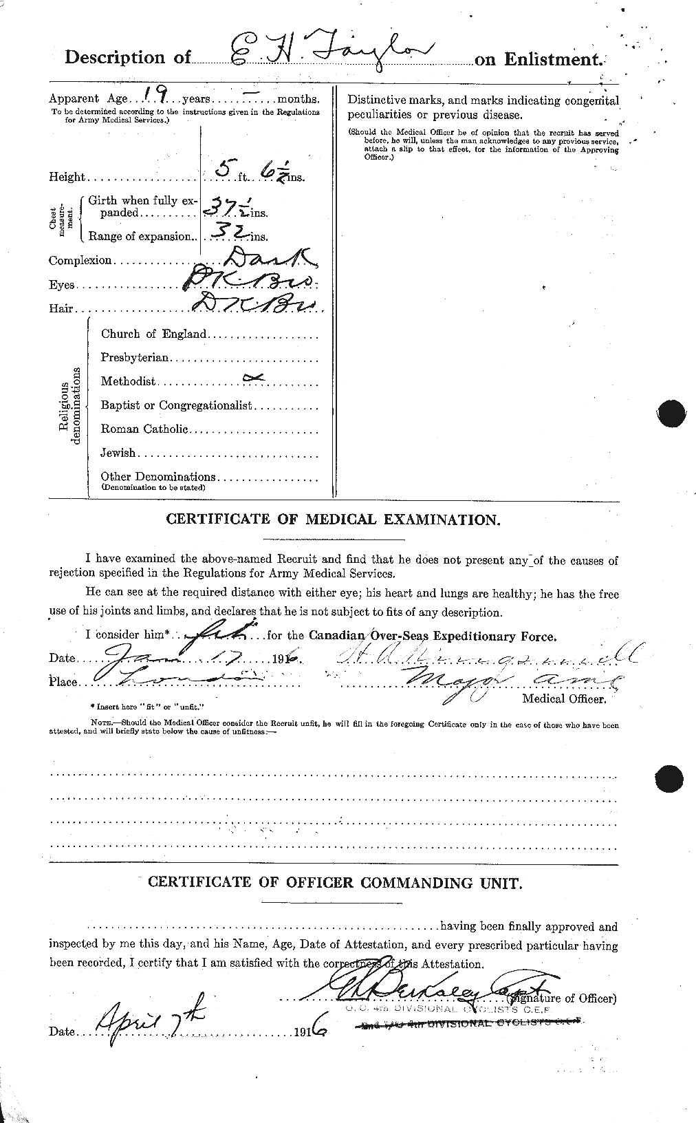 Dossiers du Personnel de la Première Guerre mondiale - CEC 627365b