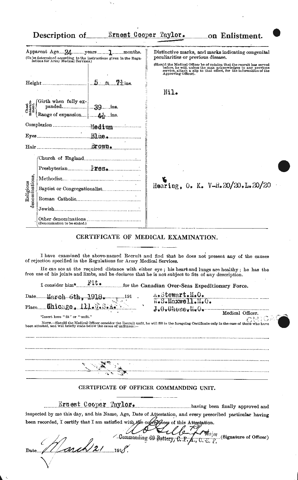 Dossiers du Personnel de la Première Guerre mondiale - CEC 627389b