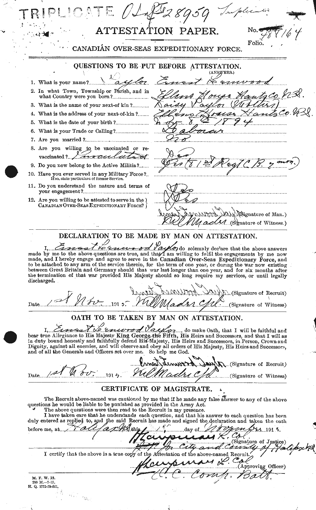 Personnel Records of the First World War - CEF 627398a