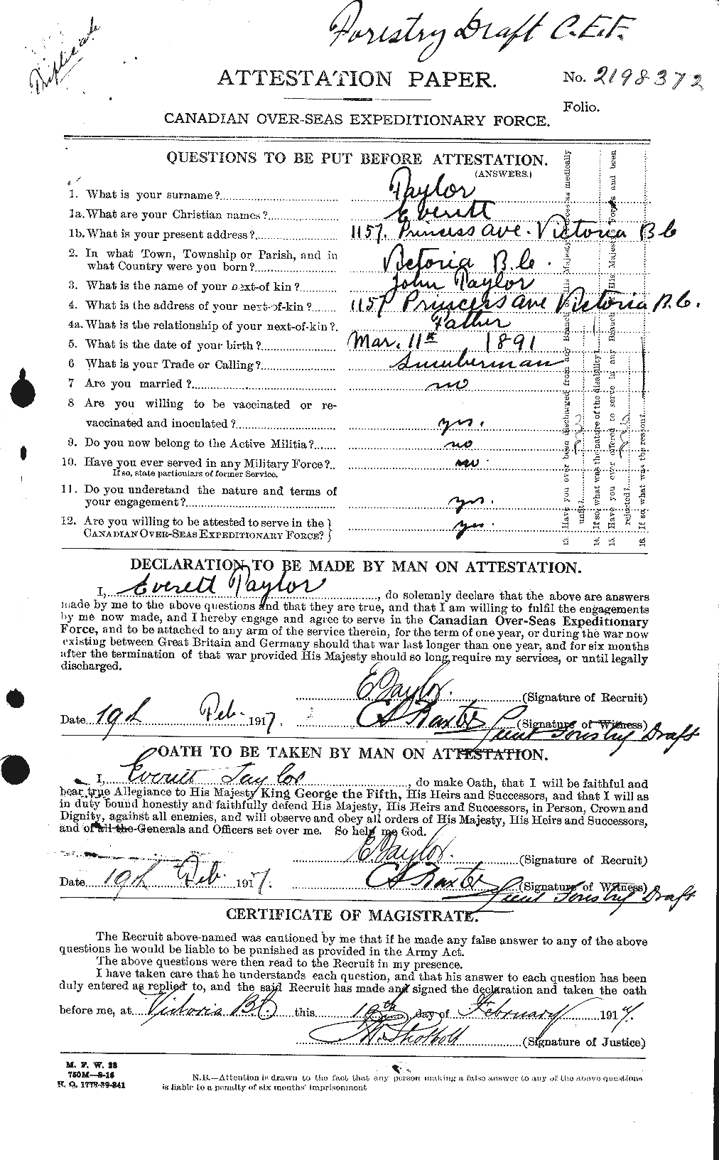 Personnel Records of the First World War - CEF 627410a