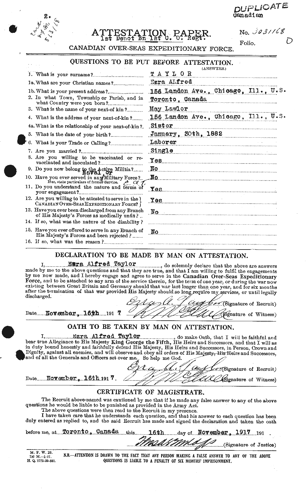 Personnel Records of the First World War - CEF 627413a