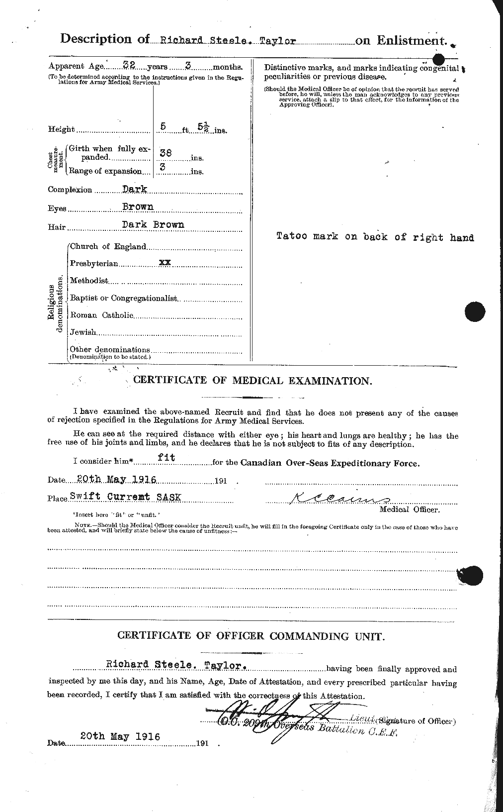 Dossiers du Personnel de la Première Guerre mondiale - CEC 627421b