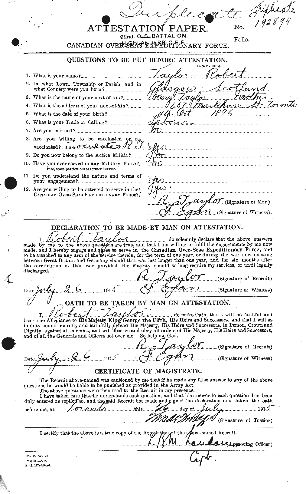 Personnel Records of the First World War - CEF 627438a