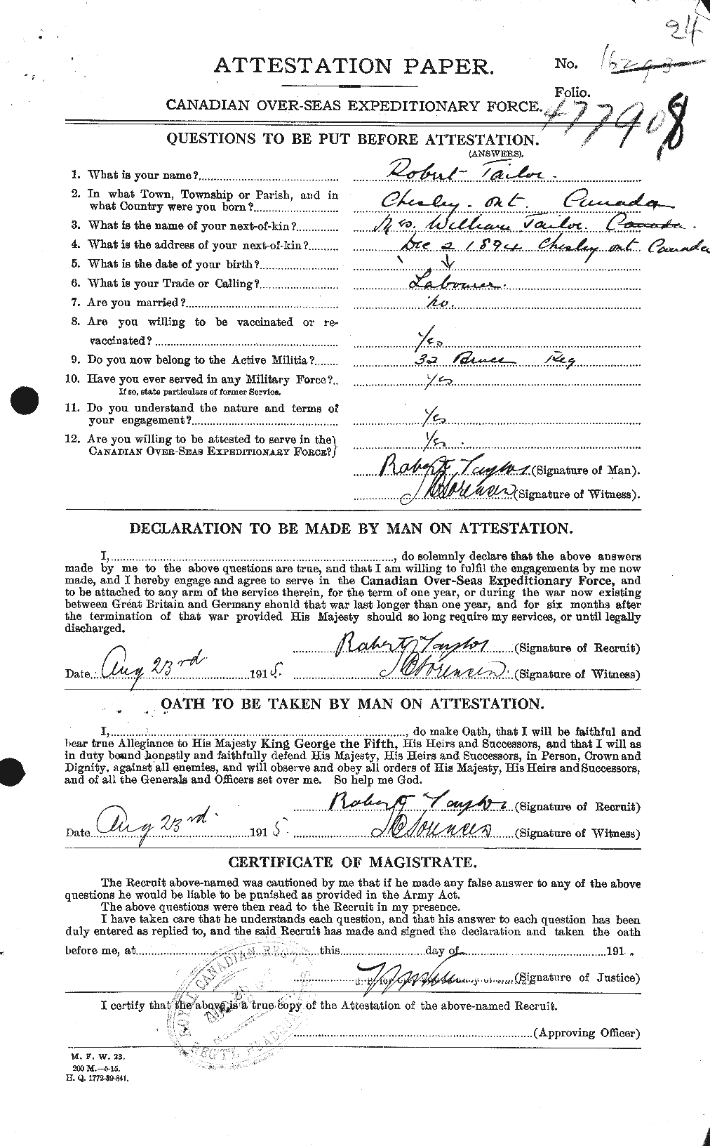 Personnel Records of the First World War - CEF 627447a