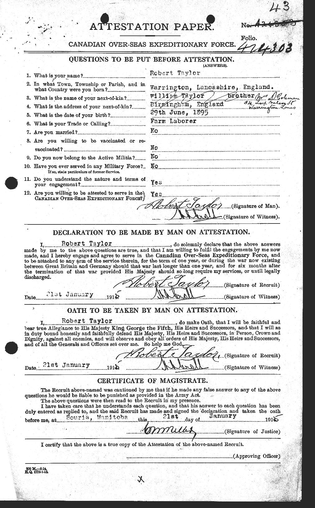 Personnel Records of the First World War - CEF 627450a
