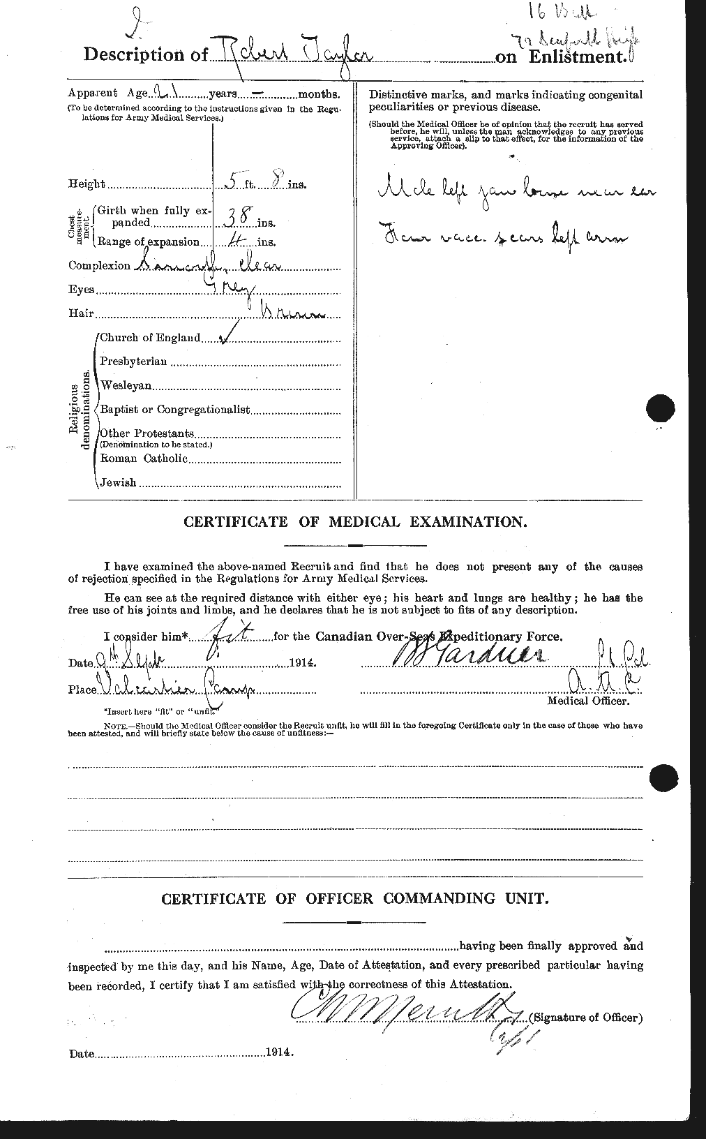 Dossiers du Personnel de la Première Guerre mondiale - CEC 627451b
