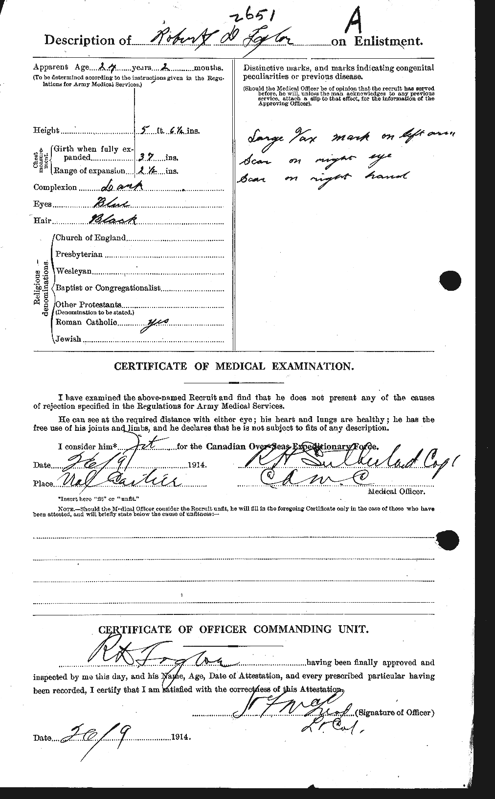 Dossiers du Personnel de la Première Guerre mondiale - CEC 627468b