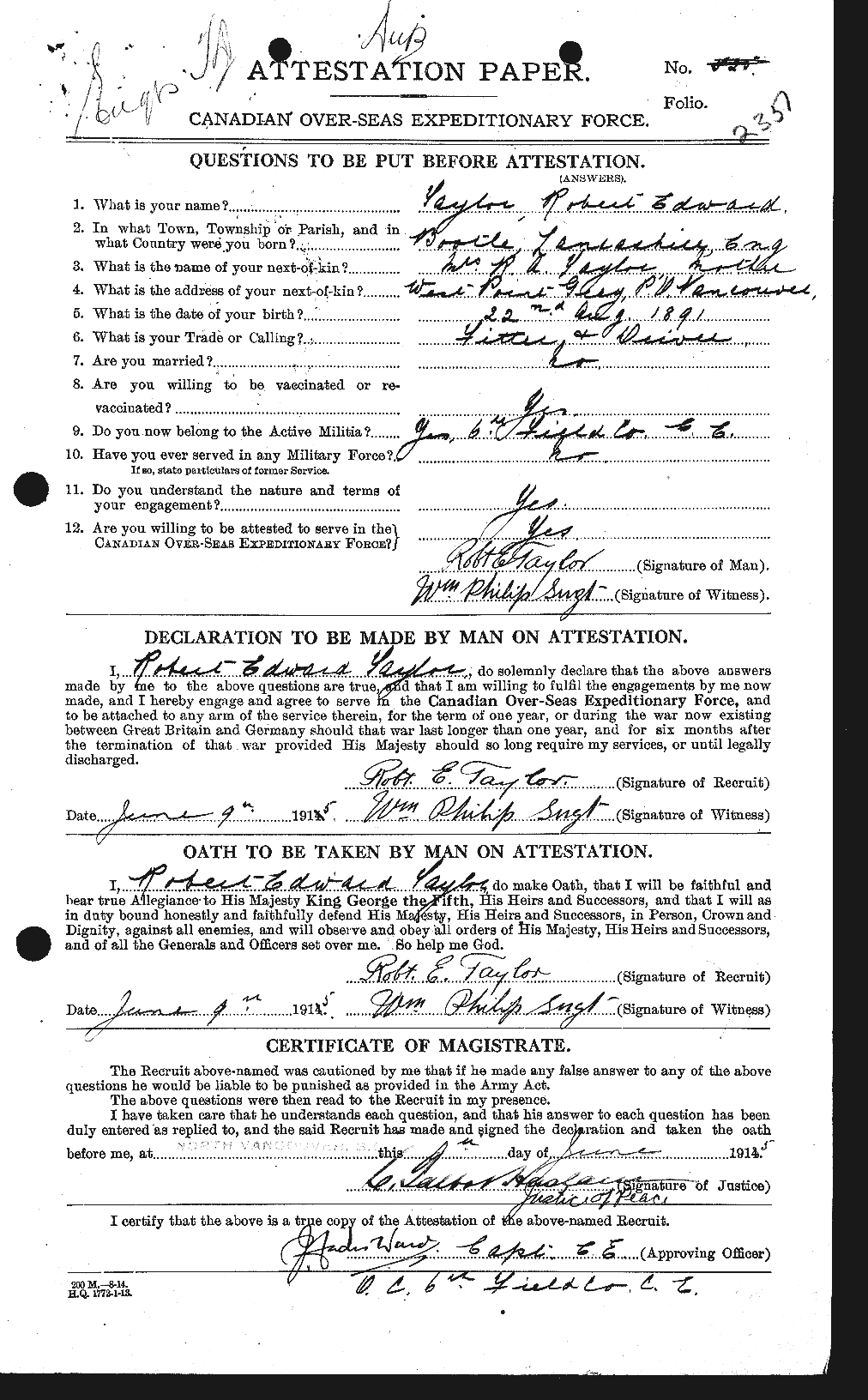 Personnel Records of the First World War - CEF 627474a