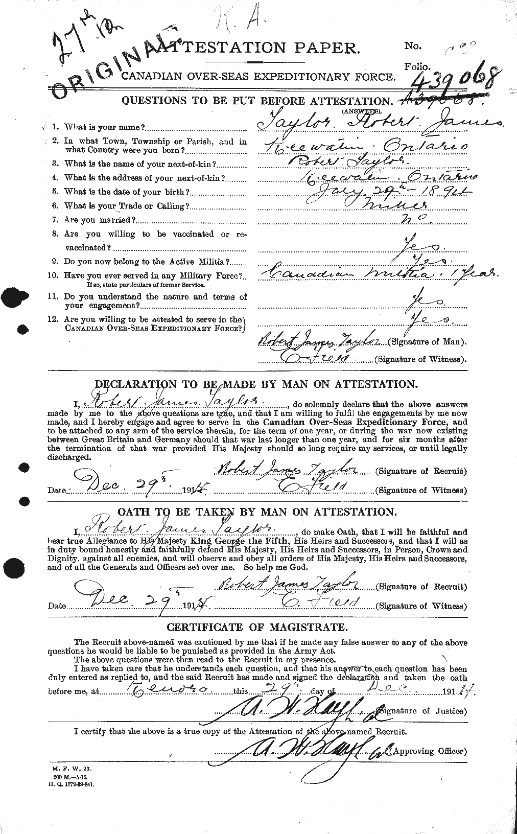 Personnel Records of the First World War - CEF 627487a