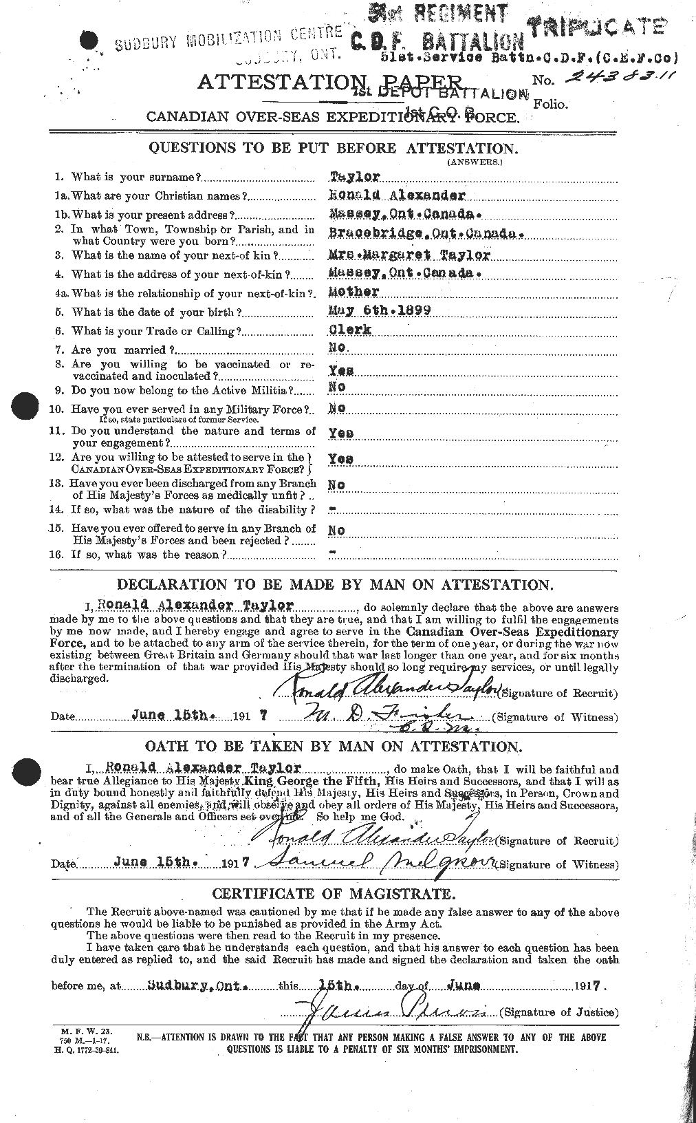 Personnel Records of the First World War - CEF 627508a