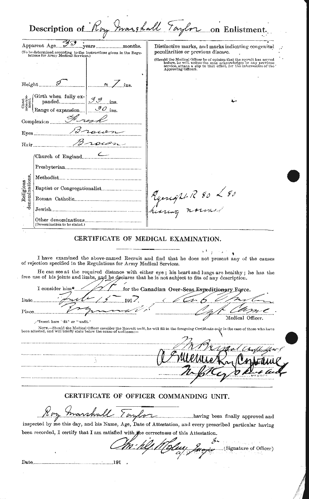 Dossiers du Personnel de la Première Guerre mondiale - CEC 627532b