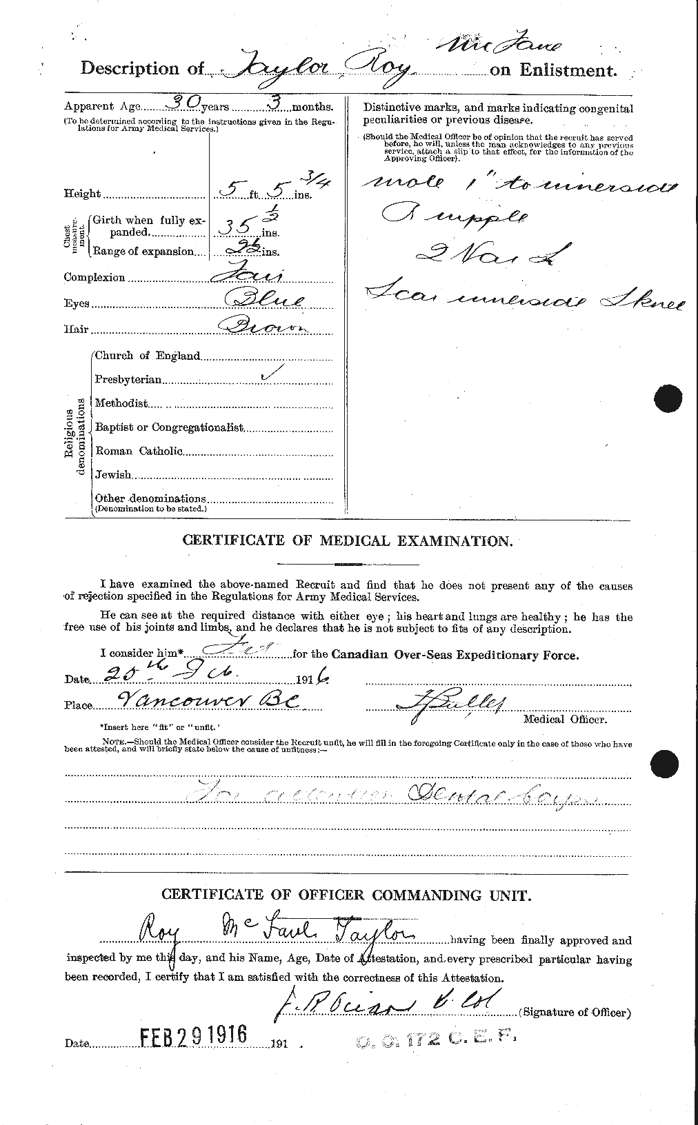 Dossiers du Personnel de la Première Guerre mondiale - CEC 627533b