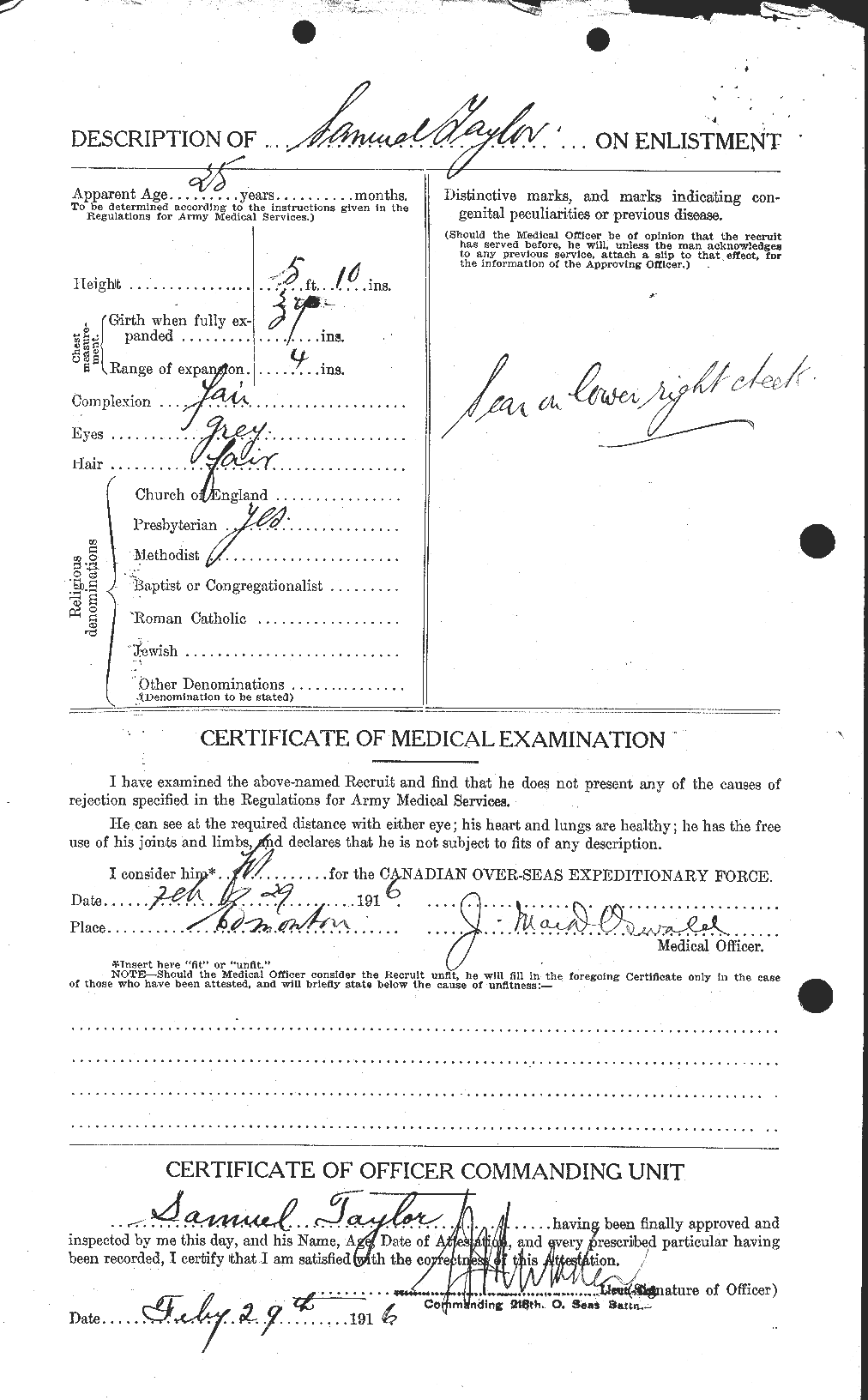 Dossiers du Personnel de la Première Guerre mondiale - CEC 627546b