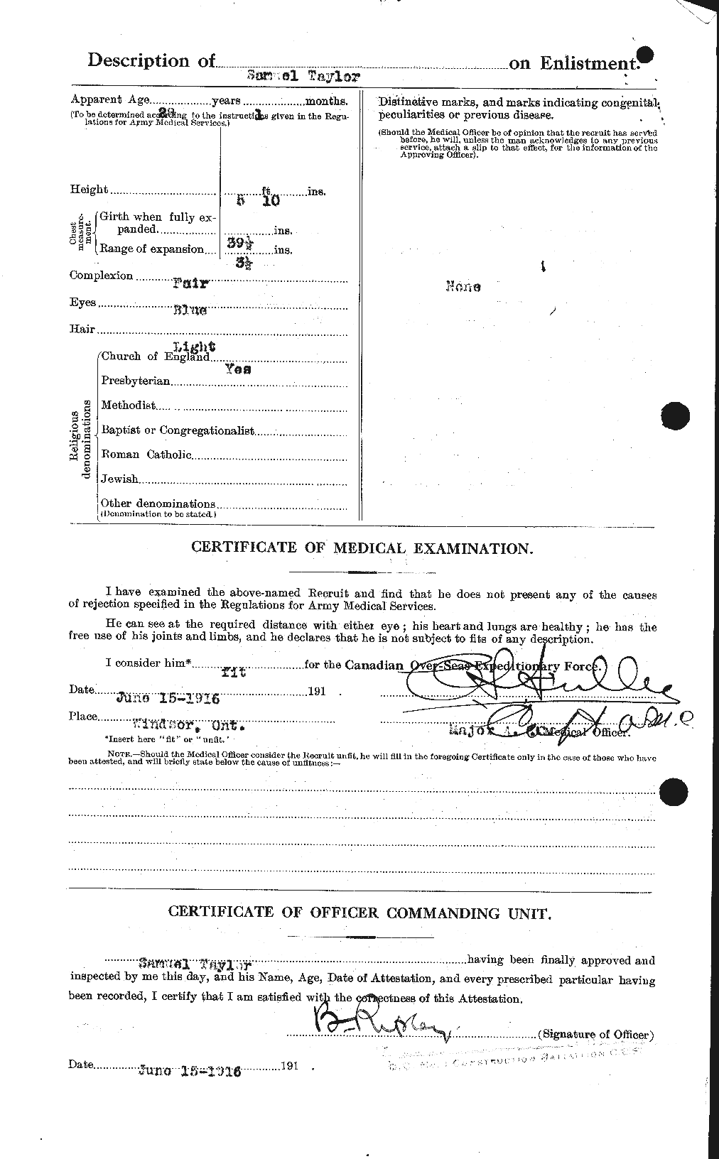 Dossiers du Personnel de la Première Guerre mondiale - CEC 627550b