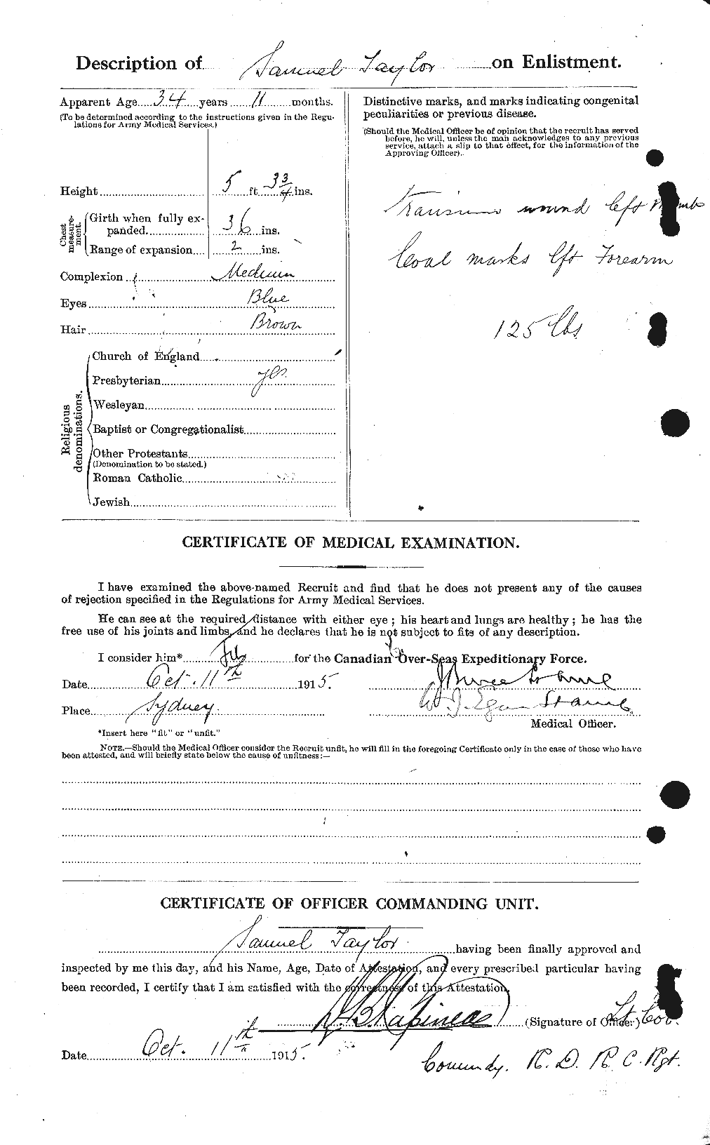 Dossiers du Personnel de la Première Guerre mondiale - CEC 627551b