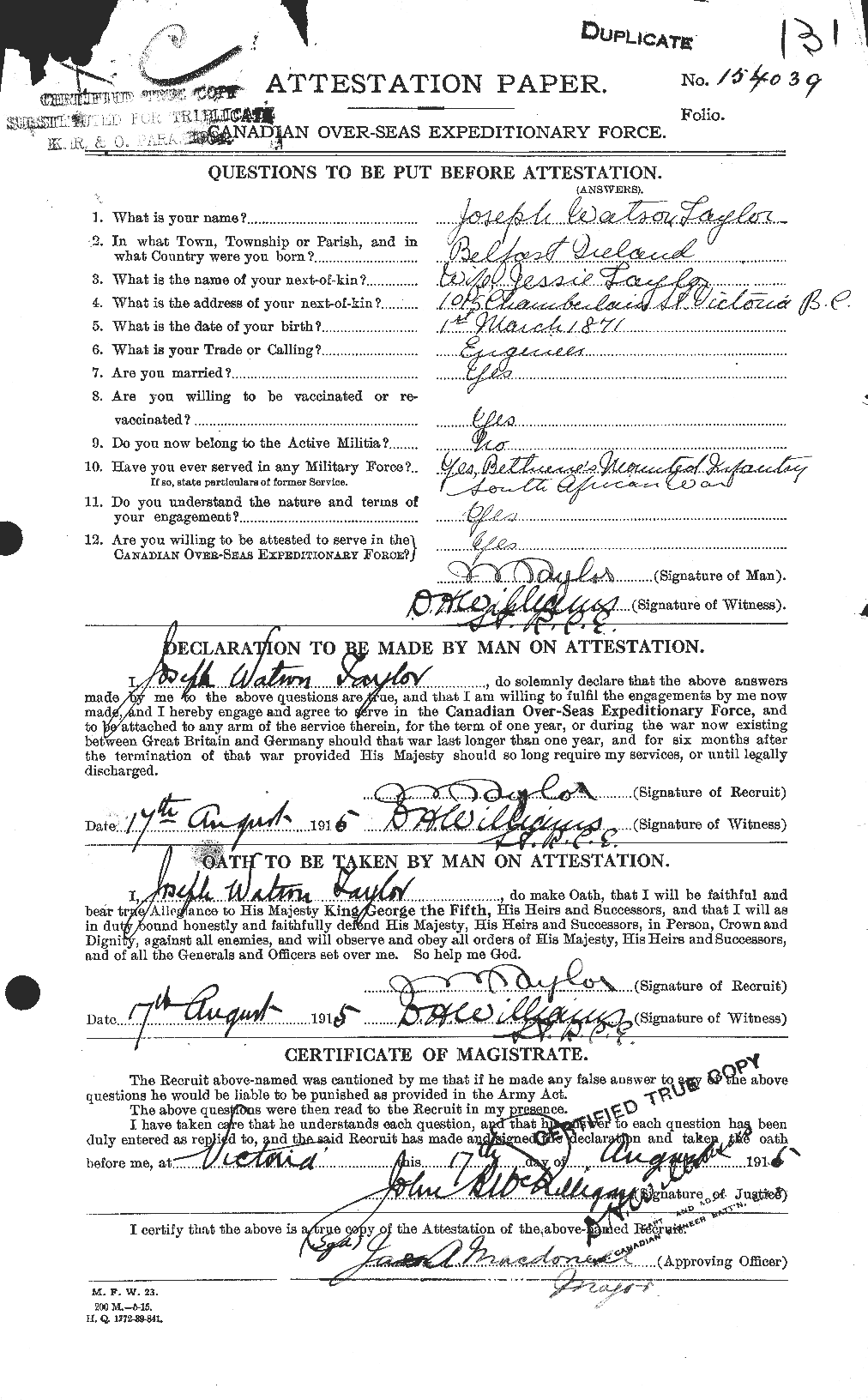 Personnel Records of the First World War - CEF 627589a