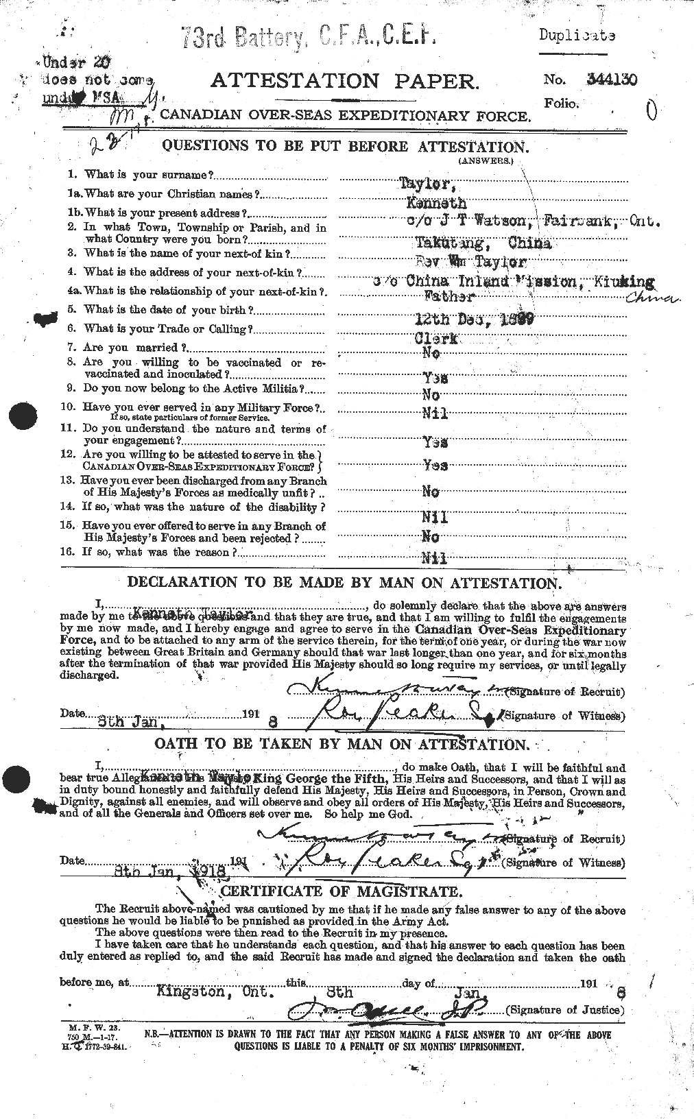 Personnel Records of the First World War - CEF 627594a
