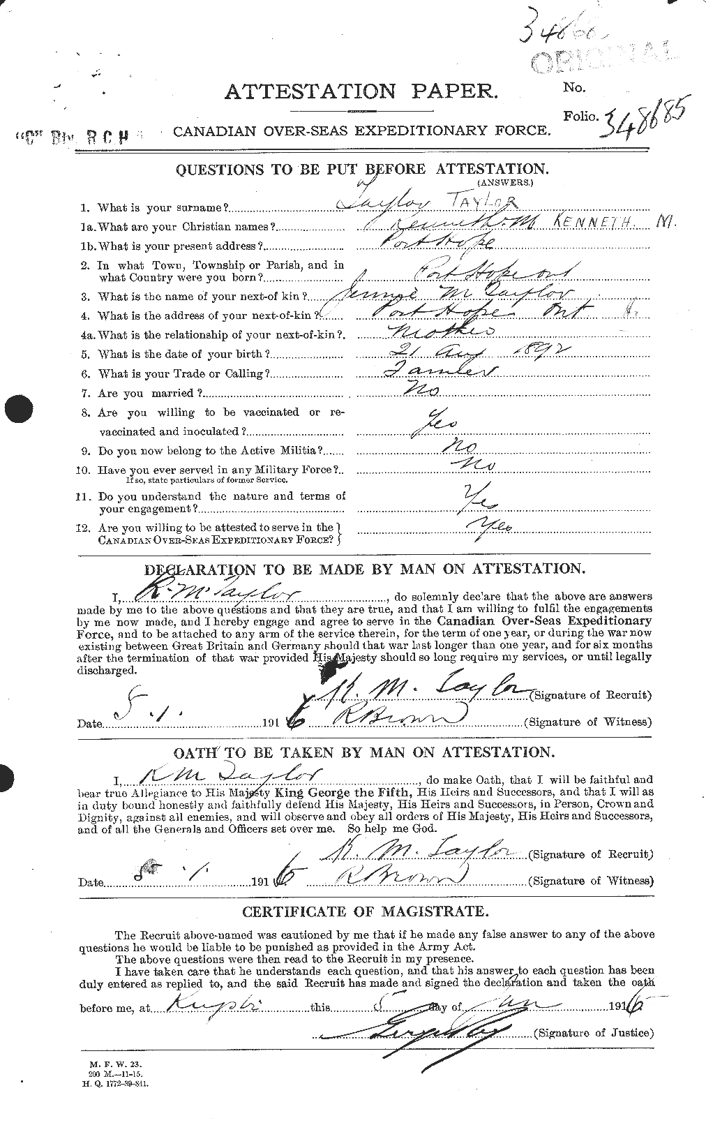 Personnel Records of the First World War - CEF 627599a