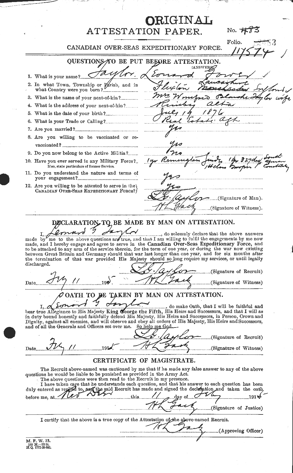 Personnel Records of the First World War - CEF 627629a