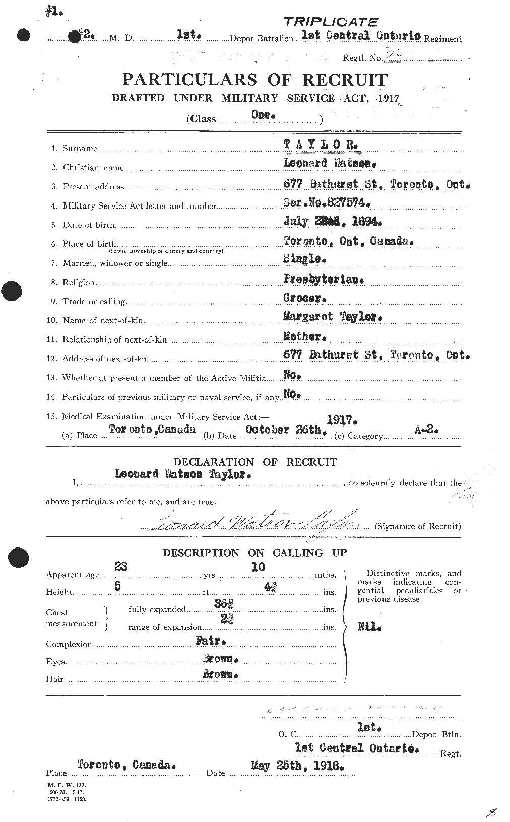 Personnel Records of the First World War - CEF 627633a
