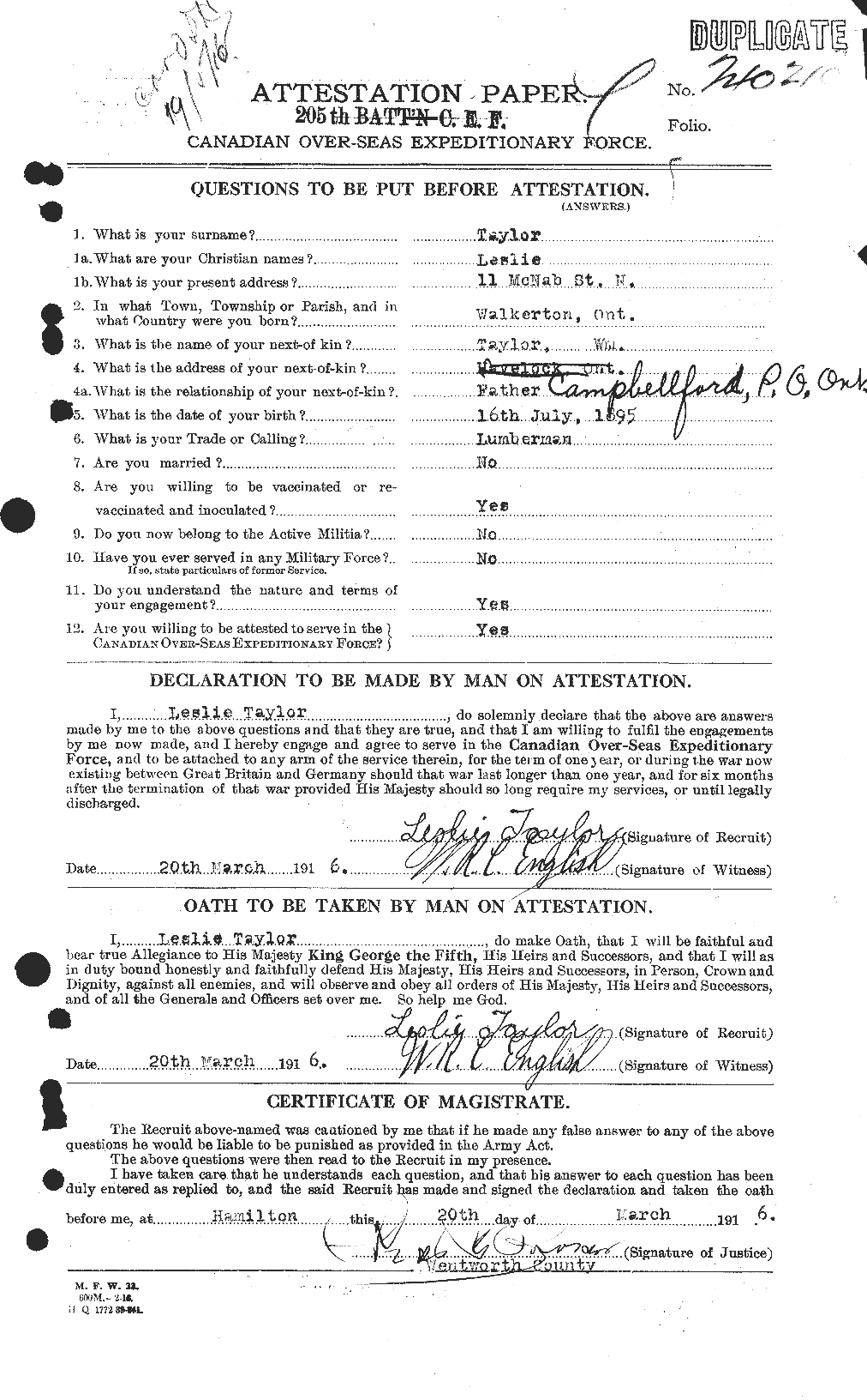 Personnel Records of the First World War - CEF 627635a