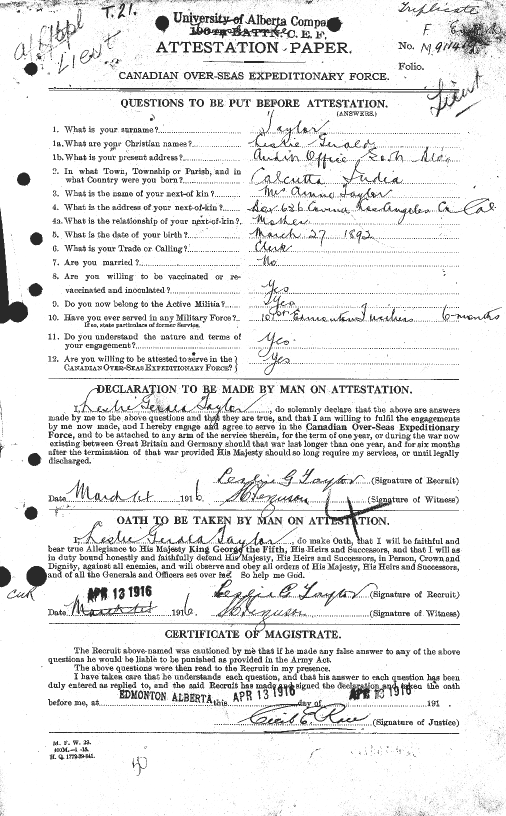 Personnel Records of the First World War - CEF 627639a