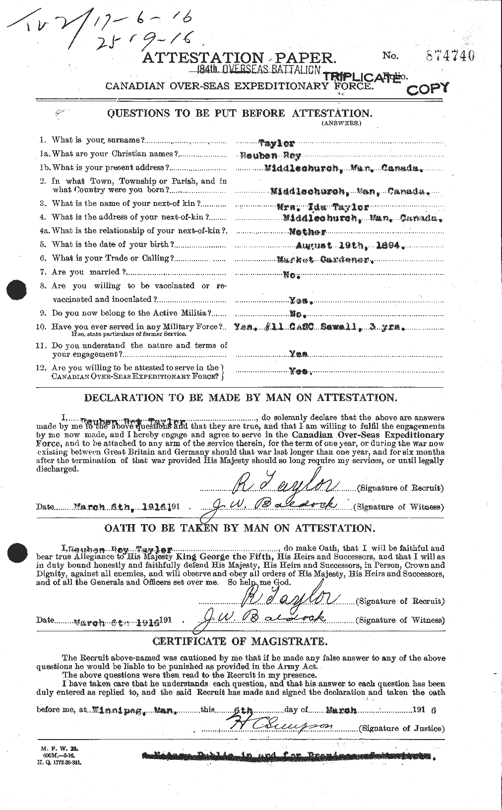 Personnel Records of the First World War - CEF 627812a