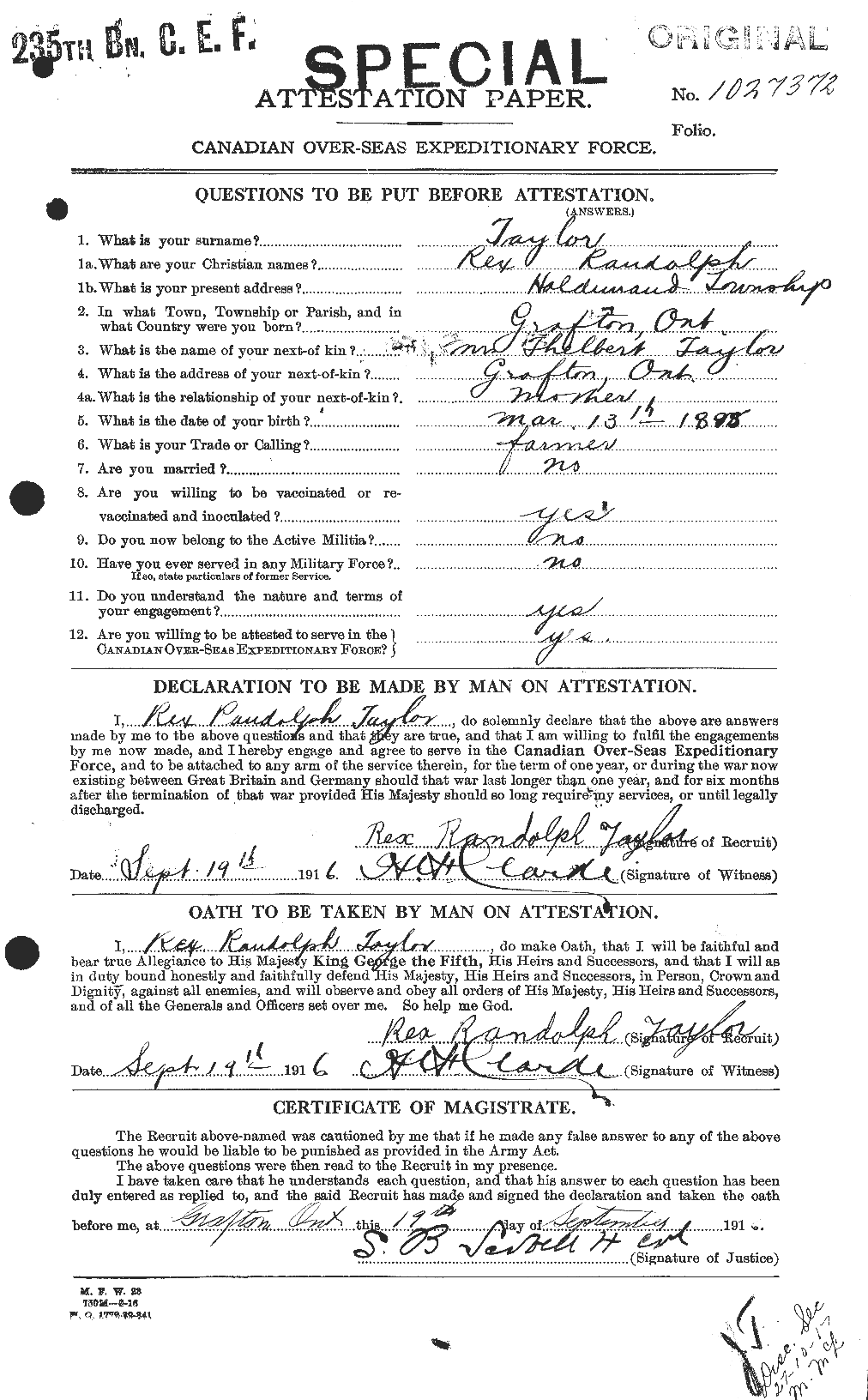 Personnel Records of the First World War - CEF 627813a