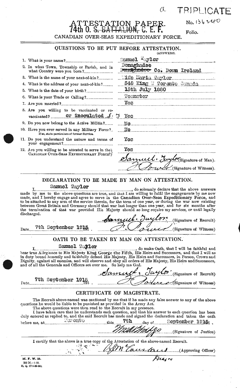 Personnel Records of the First World War - CEF 627874a