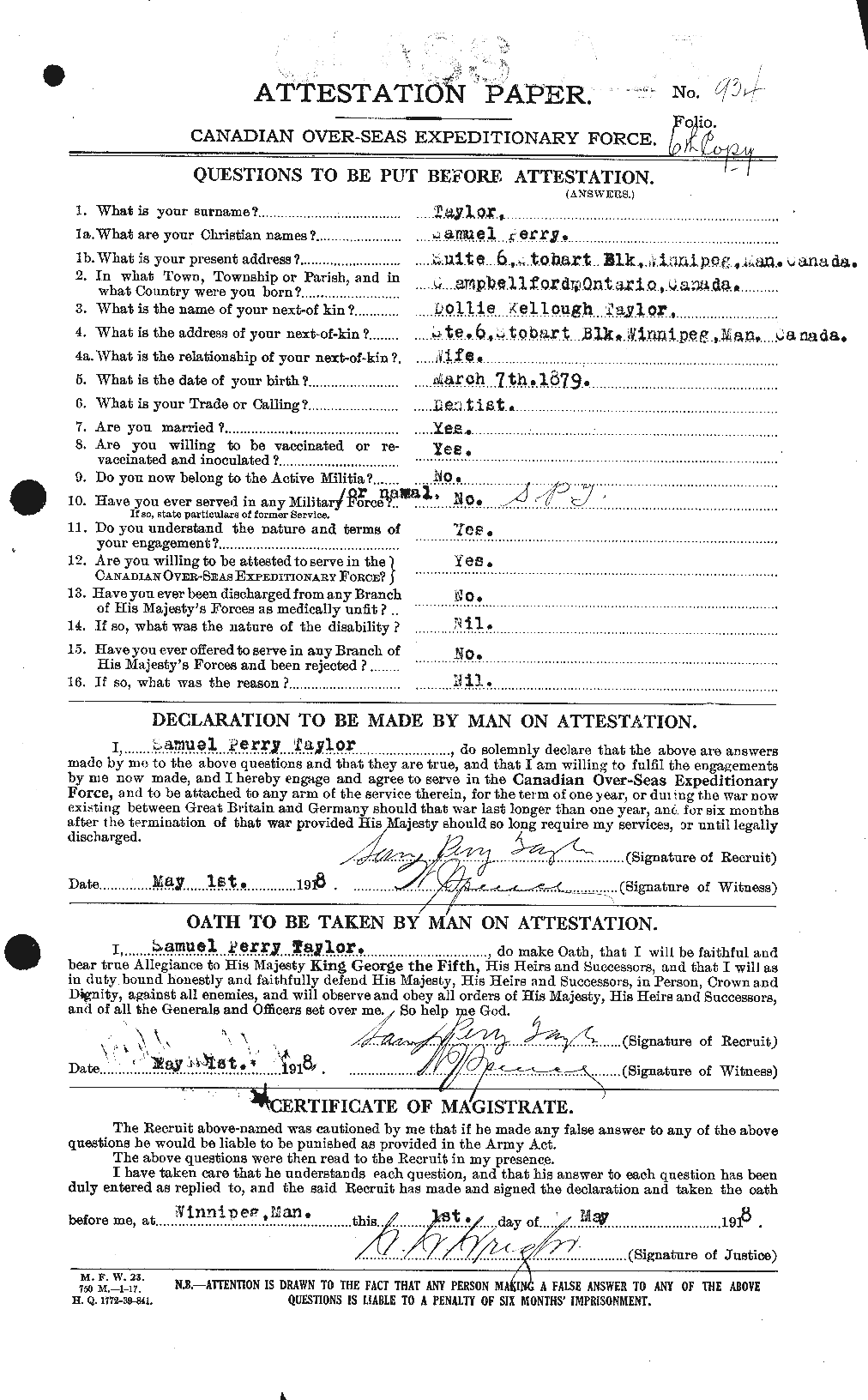 Personnel Records of the First World War - CEF 627881a