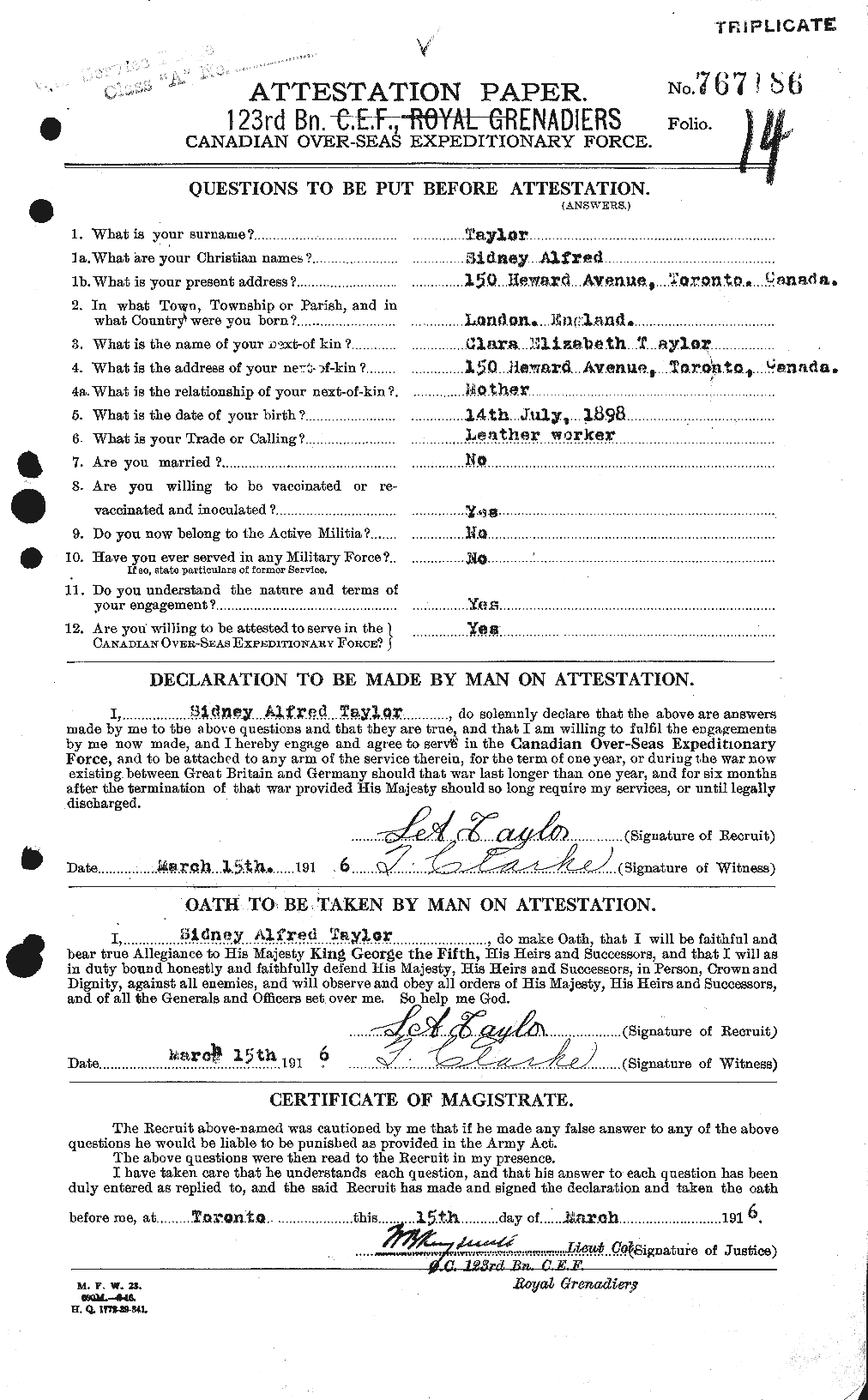 Personnel Records of the First World War - CEF 627894a