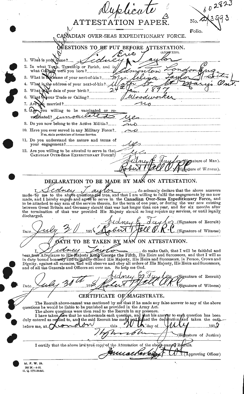Personnel Records of the First World War - CEF 627898a