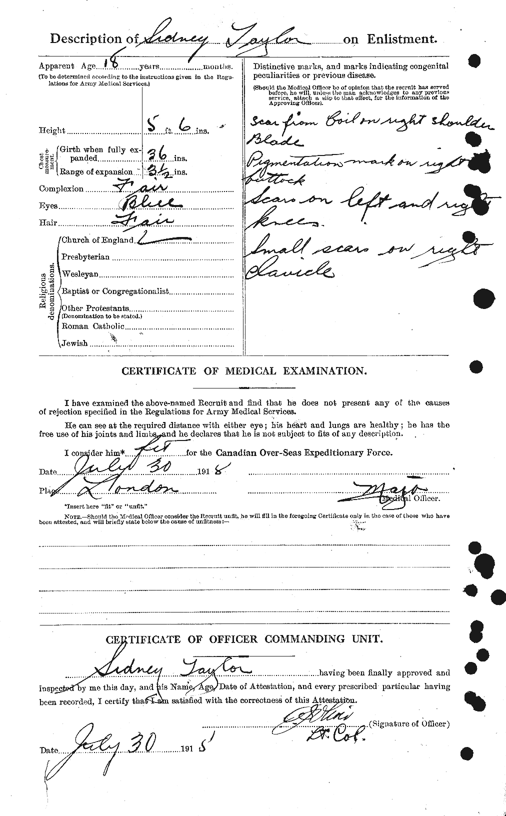 Dossiers du Personnel de la Première Guerre mondiale - CEC 627898b