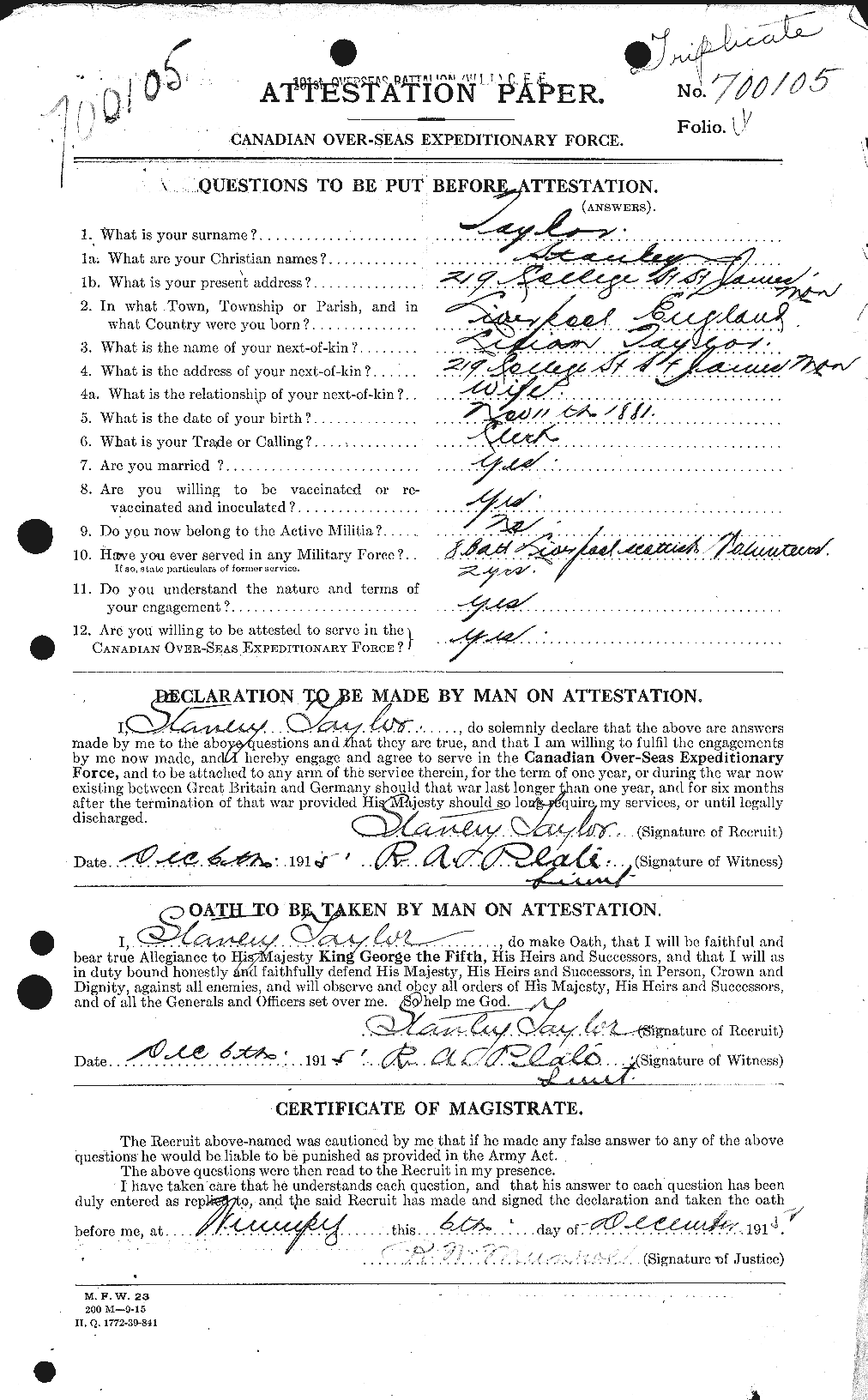 Personnel Records of the First World War - CEF 627910a