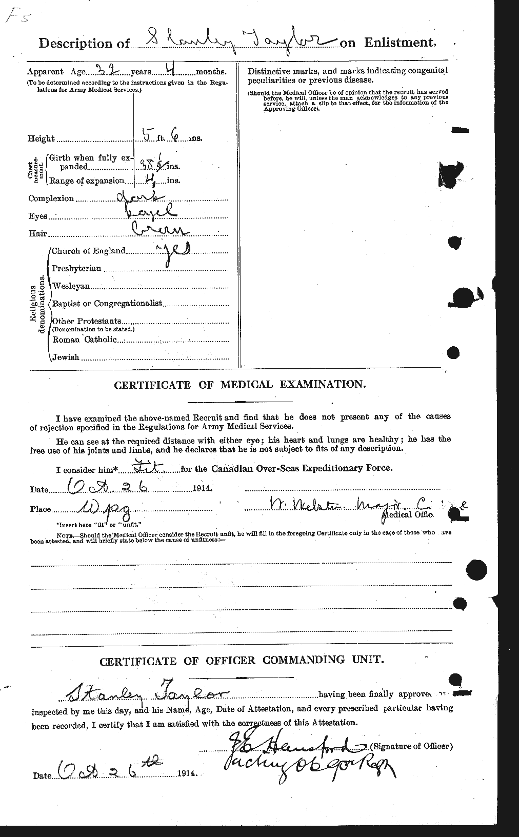 Dossiers du Personnel de la Première Guerre mondiale - CEC 627911b