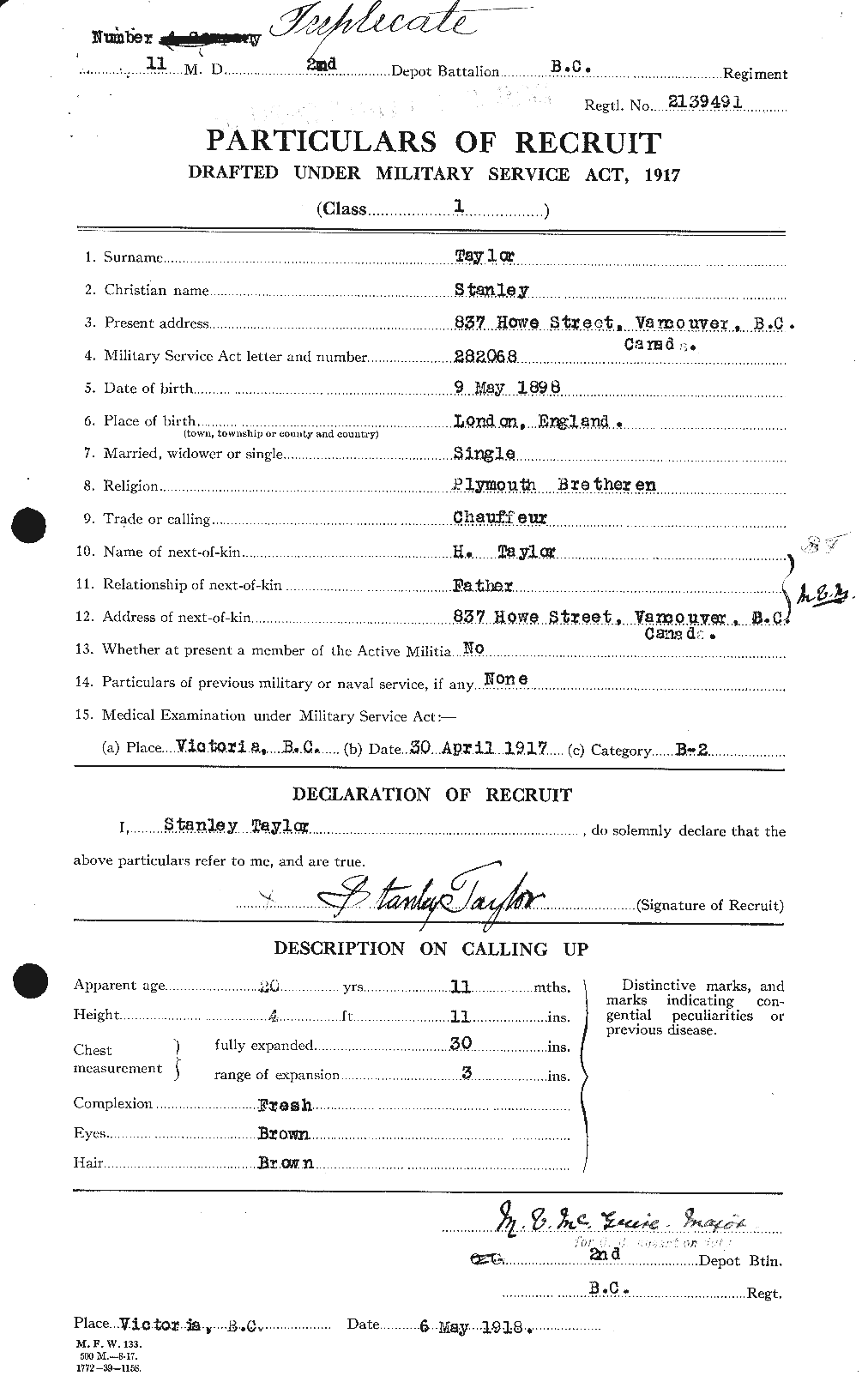 Personnel Records of the First World War - CEF 627913a