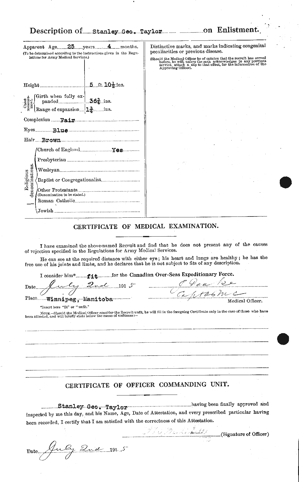 Dossiers du Personnel de la Première Guerre mondiale - CEC 627919b