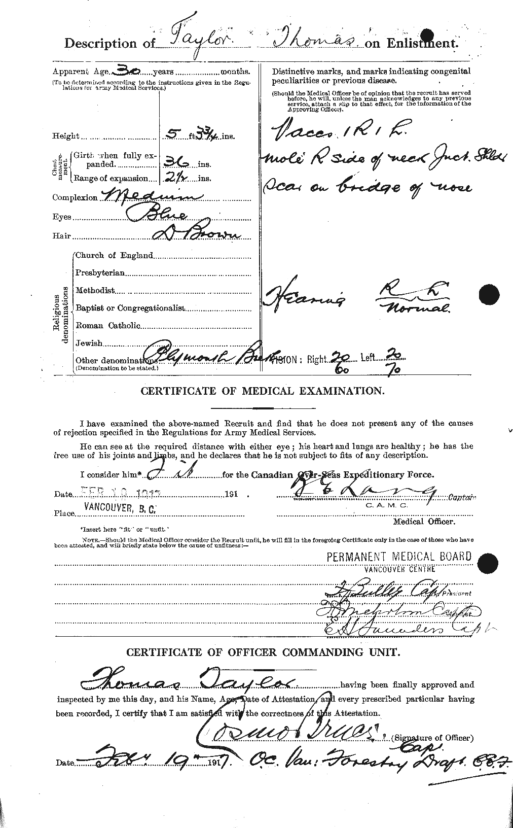 Dossiers du Personnel de la Première Guerre mondiale - CEC 627955b