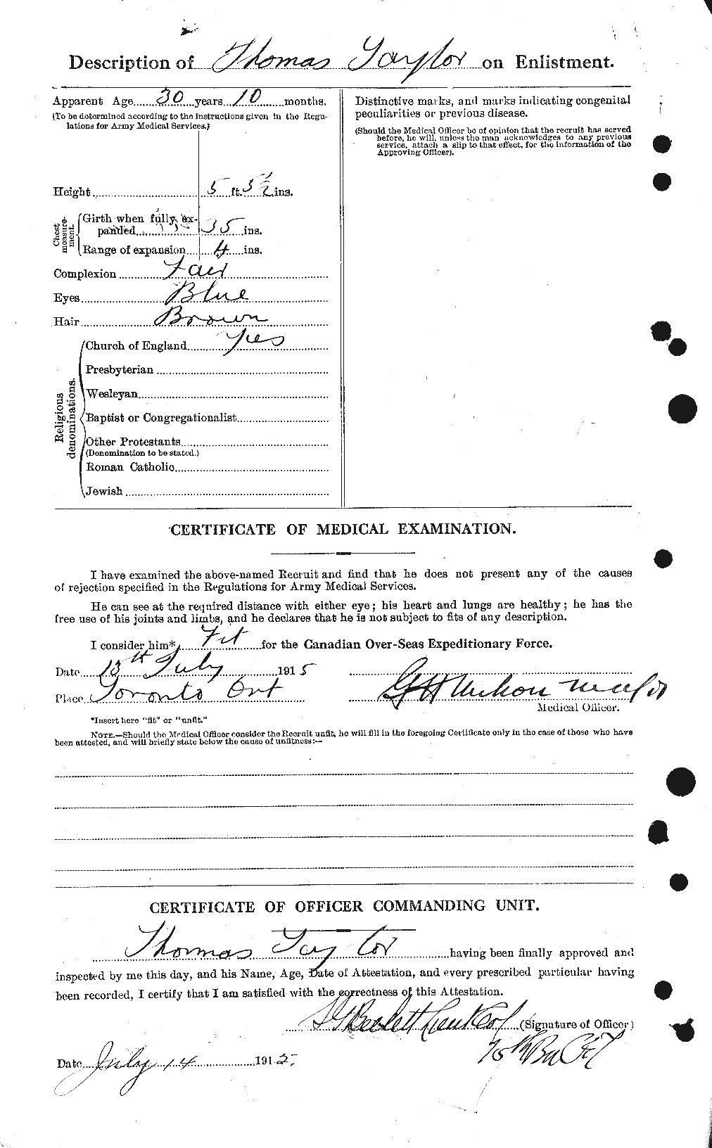 Dossiers du Personnel de la Première Guerre mondiale - CEC 627958b