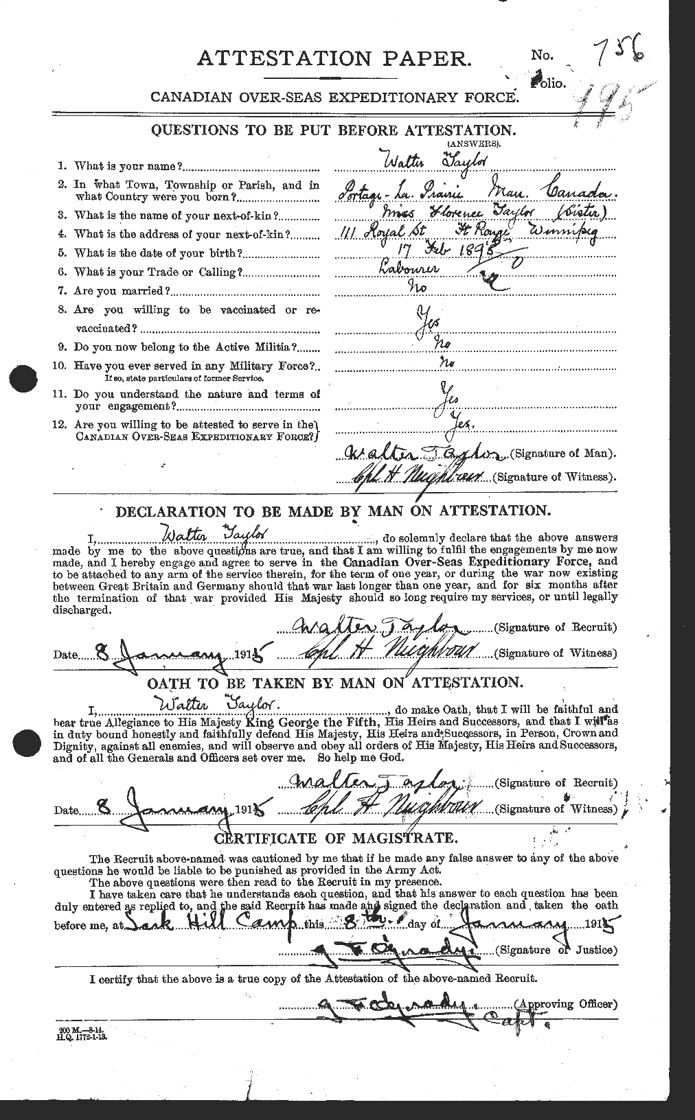 Personnel Records of the First World War - CEF 628038a