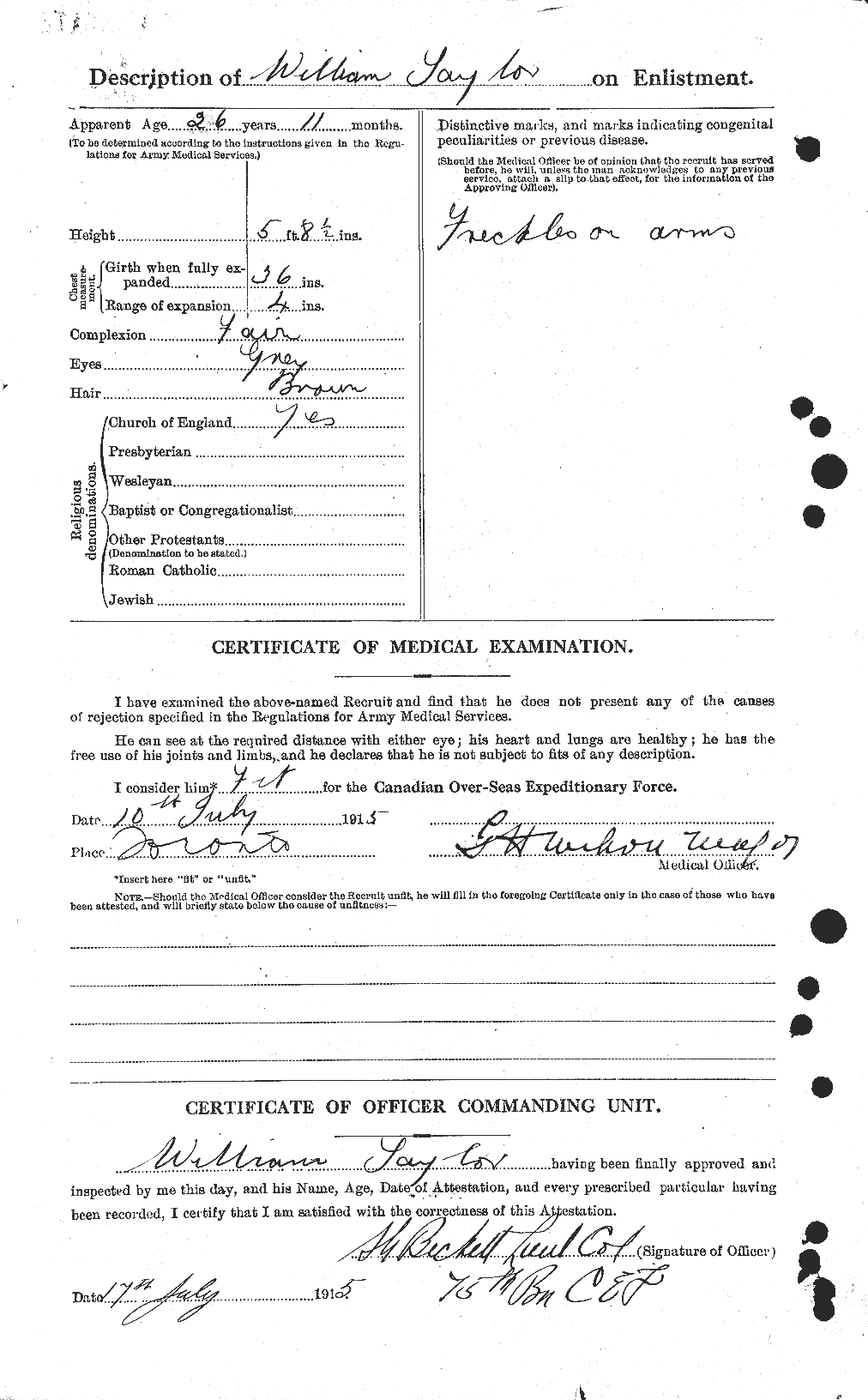 Dossiers du Personnel de la Première Guerre mondiale - CEC 628100b