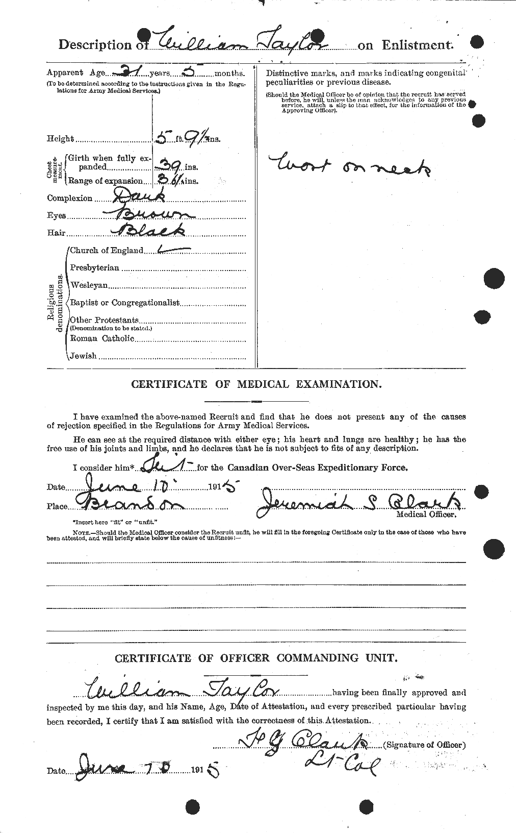 Dossiers du Personnel de la Première Guerre mondiale - CEC 628101b